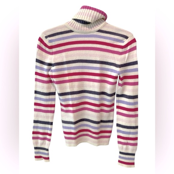 Express Women's Cashmere Striped Turtleneck Long Sleeve Pullover Sweater Size S - Picture 4 of 6